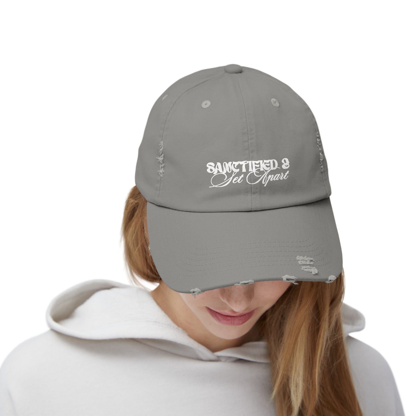 "Sanctified & Set Apart" Unisex Distressed Cap